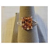 Sterling Silver Citrine CZ Ring