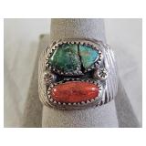 Sterling Silver? Blue and Red Turquoise Ring