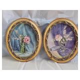 2 Ornate Carved Gilded Frames with Watercolor Art