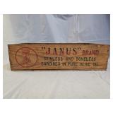 "Janus" Brand Sardines Wood Advertising Crate