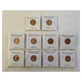 8 Brilliant UC Old Lincoln Cents, 2 Wheat Cents