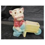 Vintage Shawnee Pottery Farmer Pig Planter