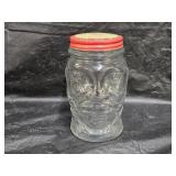 Vintage Lucky Joe Glass Advertising Coin Bank