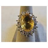 Sterling Silver? Citrine Rhinestone Ring