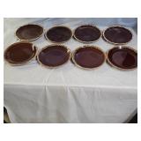 8 Hull Pottery Brown Drip Glazed Plates