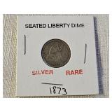 1873 Rare Silver Seated Liberty Dime