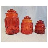 LE Smith Glass Moon & Stars 3pc Canister Set