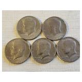 5 Bicentennial 1976 Kennedy Half Dollar Coins