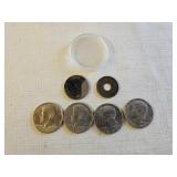 4 1976 Kennedy Half Dollars, Token, Foreign Coin