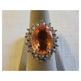 Sterling Silver? Citrine Rhinestone Ring