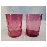 2 Fenton Cranberry Inverted Optic Dot Tumblers