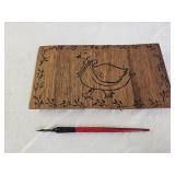 Wood Burned Duck Picture and Calligraphy Pen