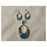 Sterling Silver? Multi Color Pendant & Earrings