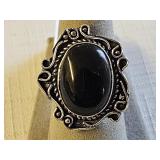 German Silver Black Onyx Ring