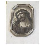 Antique Bubble Glass Frame with Religious Art