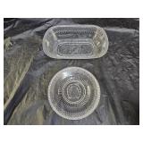 2 Early Adams Glass Good Luck Horseshoe Bowls