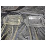 2 EAPG Banded Star Pattern Bread Platters