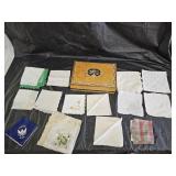 Vintage Hankies and Decorative Biscuit Metal Box