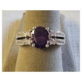 Sterling Silver Amethyst CZ Ring