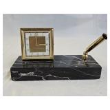 Vintage Florn Germany Clock & Pen Marble Desk Set