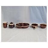 Hull and McCoy Pottery Brown Drip Glazed Dishes