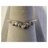 Sterling Silver CZ V Shaped Ring
