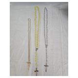 2 Catholic Rosaries, 1 Crucifix Necklace