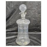 Vintage Enamel Decorated Hand Blown Decanter