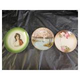3 Vintage Fire King & Bavaria Hand Painted Plates