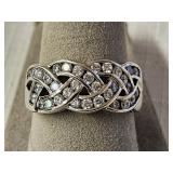 Sterling Silver Braided CZ Ring