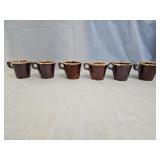 6 Hull Pottery Brown Drip Glazed Mugs