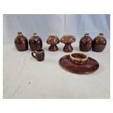 Hull Pottery Brown Drip Glazed Shakers, Lid