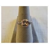 Sterling Silver Morganite CZ Cocktail Ring