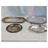 4 Vintage Silverplate Serving Trays and Bowl