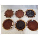 6 Pottery Brown Drip Glazed Plates