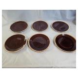 5 McCoy & 1 Hull Pottery Brown Drip Glazed Plates