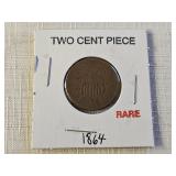 1864 Rare Two Cent Piece