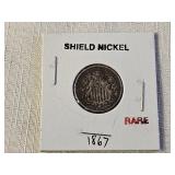 1867 Rare Shield Nickel