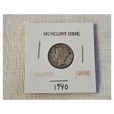 1940 Rare Silver Mercury Dime