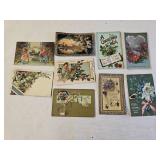 9 Vintage Greeting Post Cards