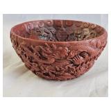 Chinese Hand Carved Cinnabar Lacquer Bowl