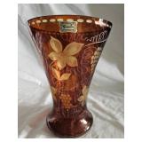 Egermann Amber Cut to Clear Bohemian Glass Vase