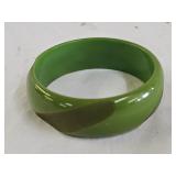 Vintage Olive Green Carved Bakelite Bracelet