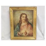 Sacred Heart of Jesus Framed Oil on Canvas