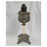 Antique Onyx Cast Metal Banquet Lamp
