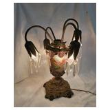 Victorian Reverse Painted Epergne Table Lamp