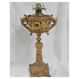 Antique Gilded Cast Iron Banquet Oil Lamp