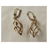 14KT Gold Spiral Drop Dangle Earrings