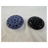 Vintage Pottery and Black Glass Flower Frogs