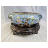 Antique Chinese Cloisonne Bowl and Stand